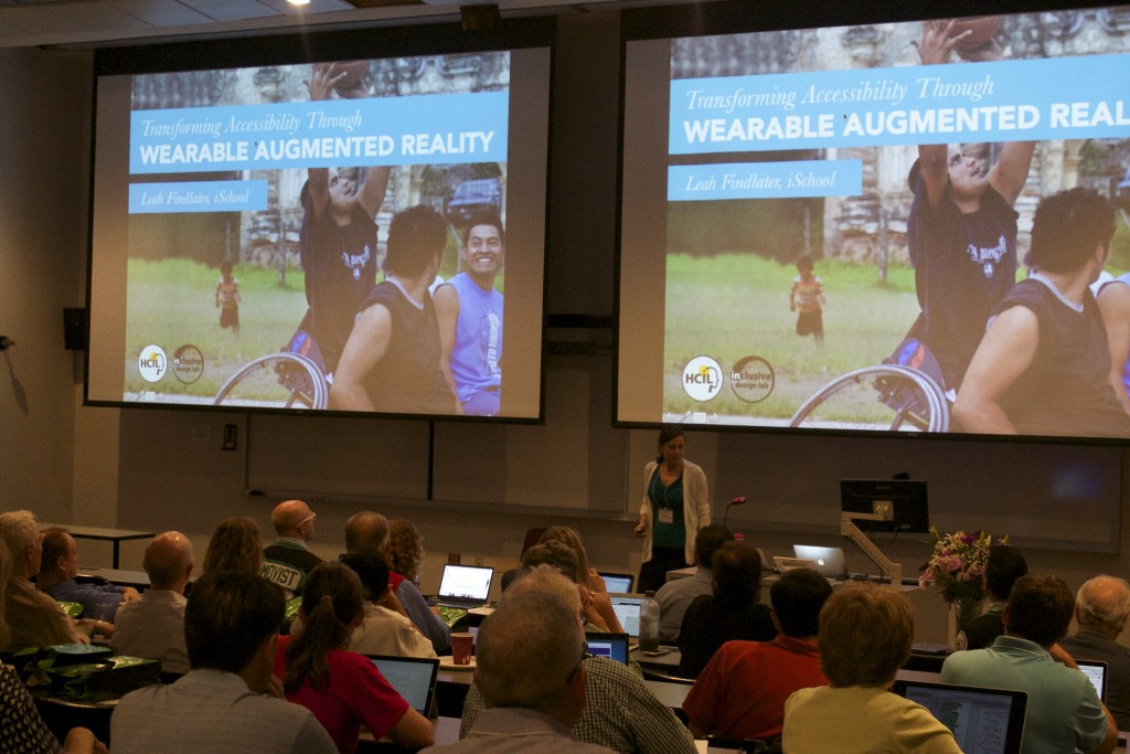 Leah Findlater presenting at HCIL Symposium 2015